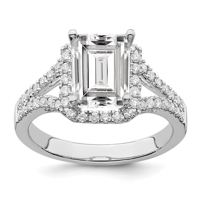 True Origin 14K Weißgold 1/2 Karat Im Labor Gezüchtet Diamant Vs+ F+ Halbfassung Smaragd Heiligenschein Verlobungsring