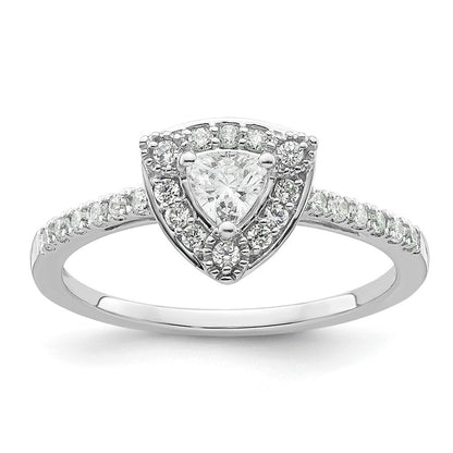 14K Weißgold Heiligenschein Plus (holds 1/4 Karat (4.00mm) Trillant Mittig) Diamant Halbfassung Verlobungsring