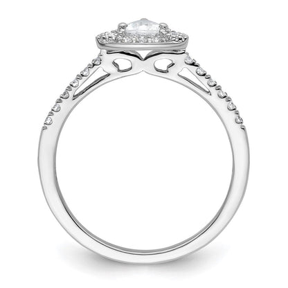 14K Weißgold Heiligenschein Plus (holds 1/4 Karat (4.00mm) Trillant Mittig) Diamant Halbfassung Verlobungsring