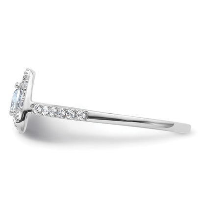 14K Weißgold Heiligenschein Plus (holds 1/4 Karat (4.00mm) Trillant Mittig) Diamant Halbfassung Verlobungsring