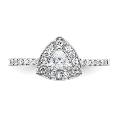 14K Weißgold Heiligenschein Plus (holds 1/4 Karat (4.00mm) Trillant Mittig) Diamant Halbfassung Verlobungsring
