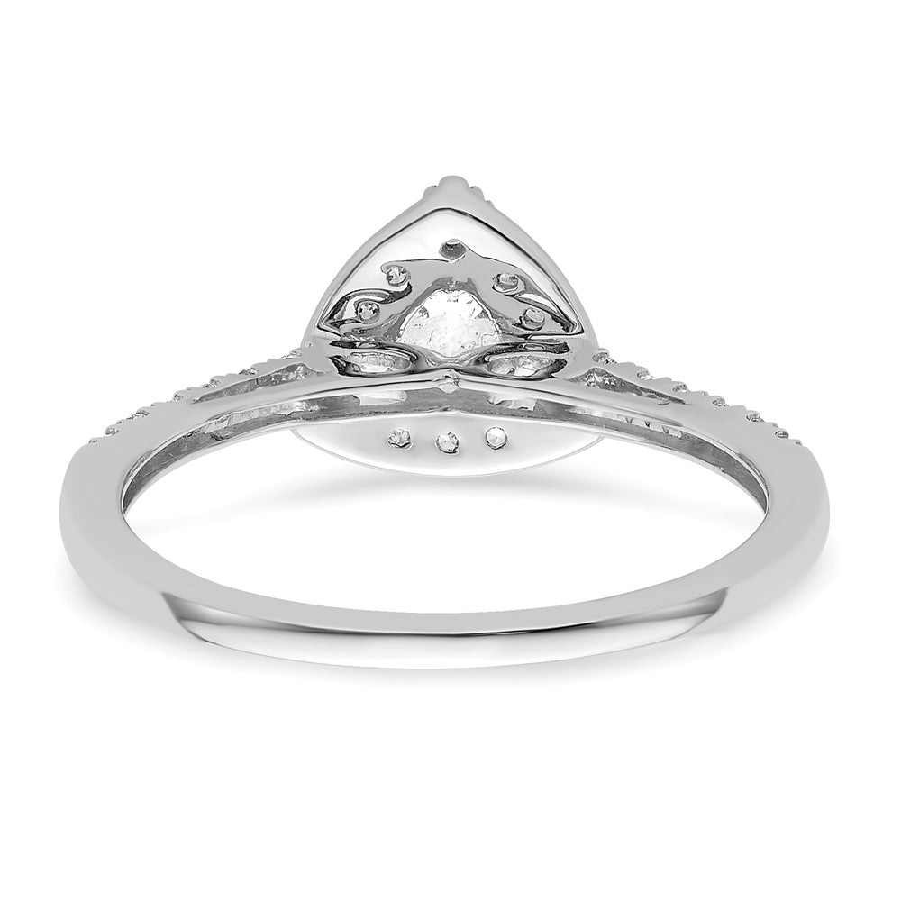 14K Weißgold Heiligenschein Plus (holds 1/4 Karat (4.00mm) Trillant Mittig) Diamant Halbfassung Verlobungsring