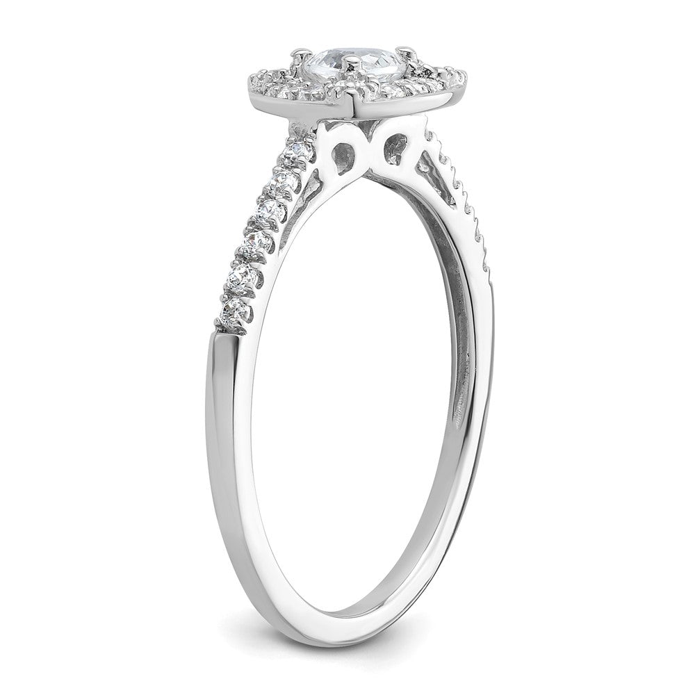 14K Weißgold Heiligenschein Plus (holds 1/4 Karat (4.00mm) Trillant Mittig) Diamant Halbfassung Verlobungsring