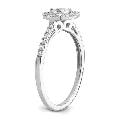 14K Weißgold Heiligenschein Plus (holds 1/4 Karat (4.00mm) Trillant Mittig) Diamant Halbfassung Verlobungsring