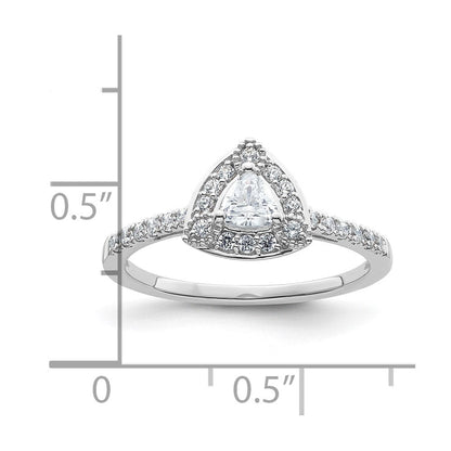 14K Weißgold Heiligenschein Plus (holds 1/4 Karat (4.00mm) Trillant Mittig) Diamant Halbfassung Verlobungsring