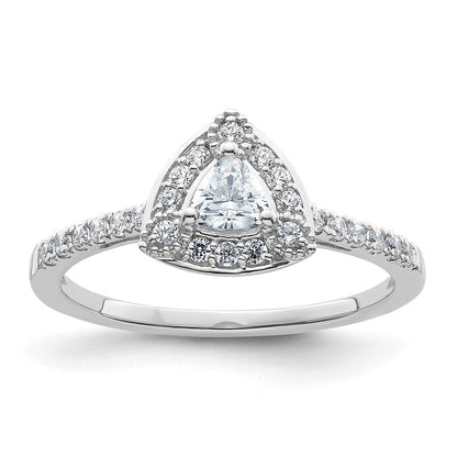 14K Weißgold Heiligenschein Plus (holds 1/4 Karat (4.00mm) Trillant Mittig) Diamant Halbfassung Verlobungsring