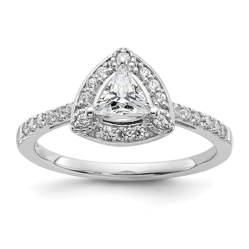 14K Weißgold Heiligenschein Plus (holds 1/2 Karat (5.00mm) Trillant Mittig) 1/4 Karat Diamant Halbfassung Verlobungsring