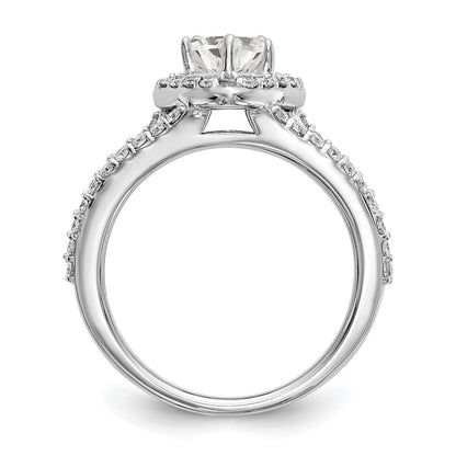 14K Weißgold Heiligenschein Plus (holds 1 Karat (6.6mm) Herz Mittig) 3/4 Diamant Halbfassung Verlobungsring