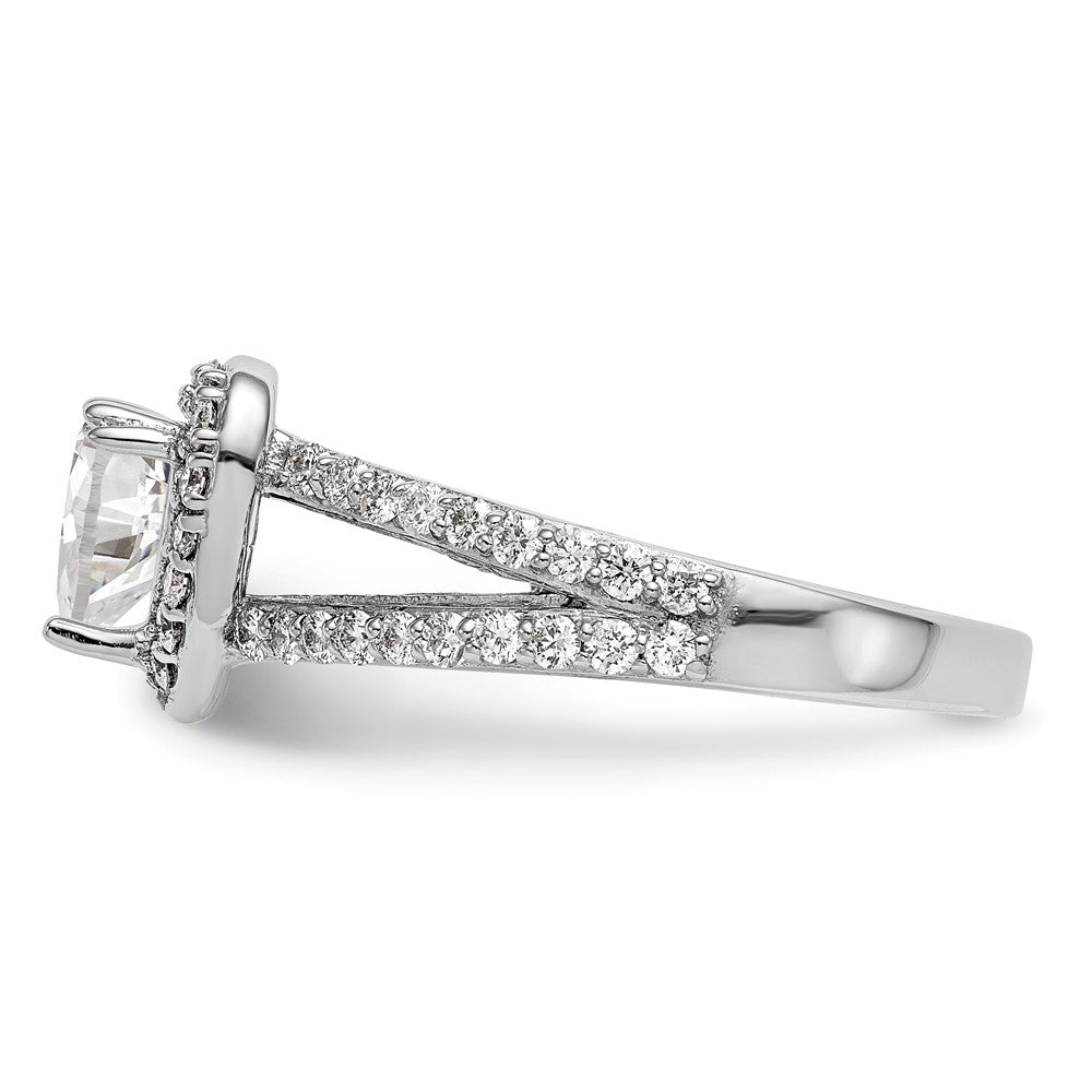 14K Weißgold Heiligenschein Plus (holds 1 Karat (6.6mm) Herz Mittig) 3/4 Diamant Halbfassung Verlobungsring