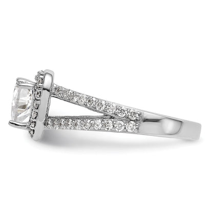 14K Weißgold Heiligenschein Plus (holds 1 Karat (6.6mm) Herz Mittig) 3/4 Diamant Halbfassung Verlobungsring