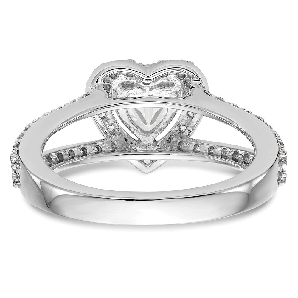 14K Weißgold Heiligenschein Plus (holds 1 Karat (6.6mm) Herz Mittig) 3/4 Diamant Halbfassung Verlobungsring