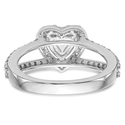 14K Weißgold Heiligenschein Plus (holds 1 Karat (6.6mm) Herz Mittig) 3/4 Diamant Halbfassung Verlobungsring