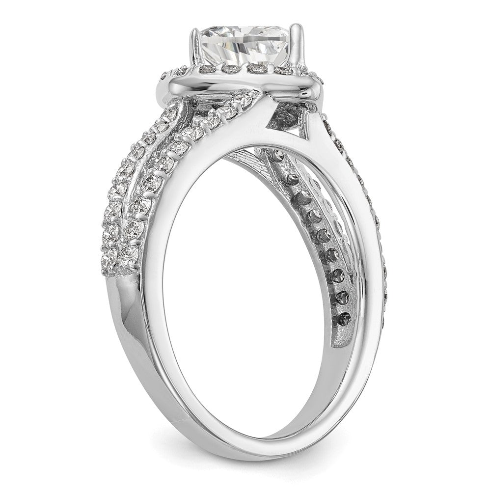 14K Weißgold Heiligenschein Plus (holds 1 Karat (6.6mm) Herz Mittig) 3/4 Diamant Halbfassung Verlobungsring