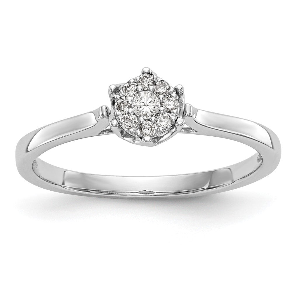 14K Weißgold Komplett Diamant Cluster Verlobungsring