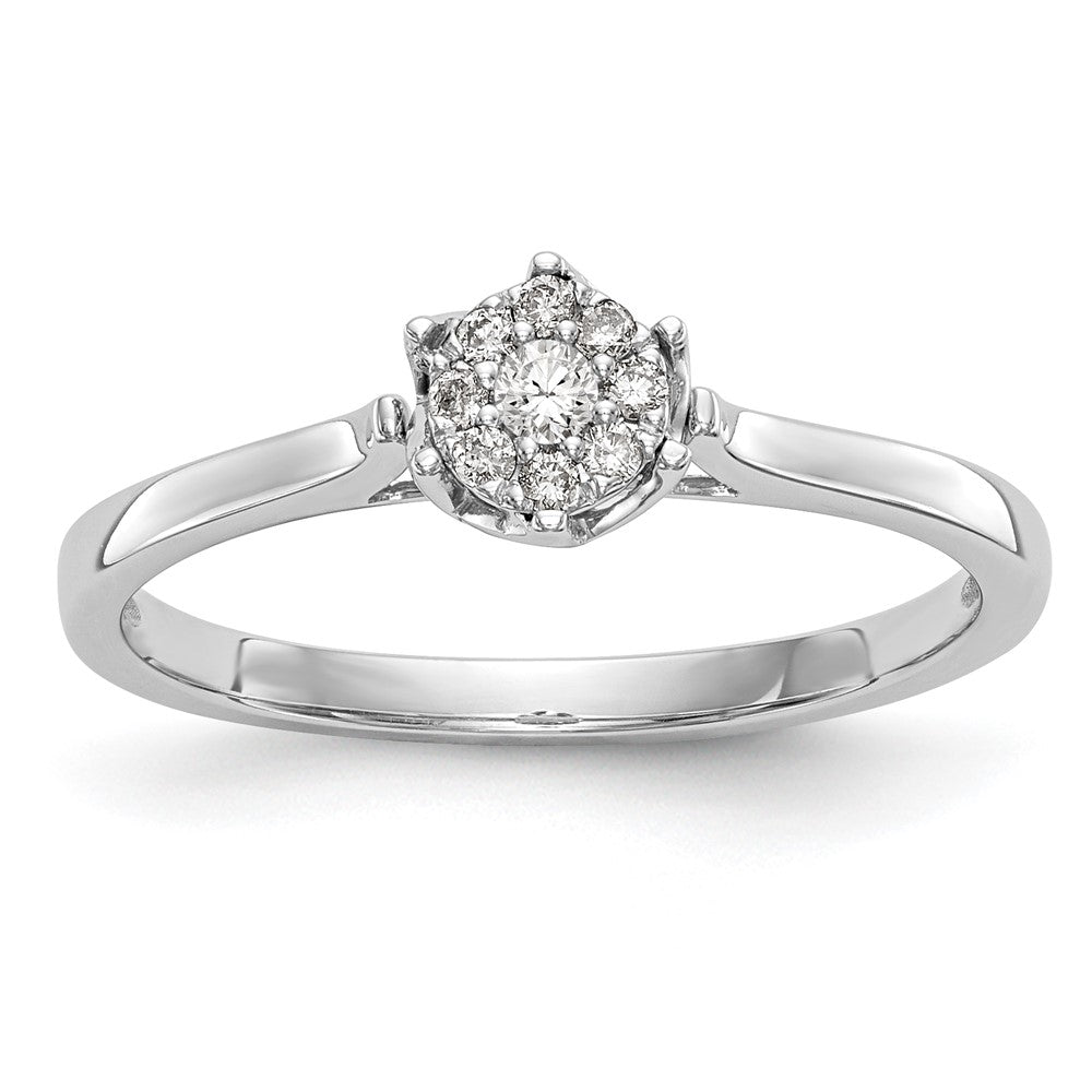 14K Weißgold Verlobungsring mit natürlichen Diamanten im Cluster-Design