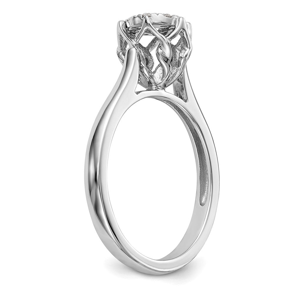 14K Weißgold Verlobungsring mit echten Diamanten im Cluster-Design, komplett besetzt