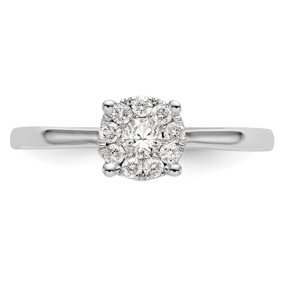 14K Weißgold Heiligenschein Cluster 1/4 Karat Diamant Komplett Verlobungsring