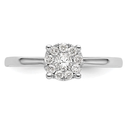 14K Weißgold Heiligenschein Cluster 1/4 Karat Diamant Komplett Verlobungsring