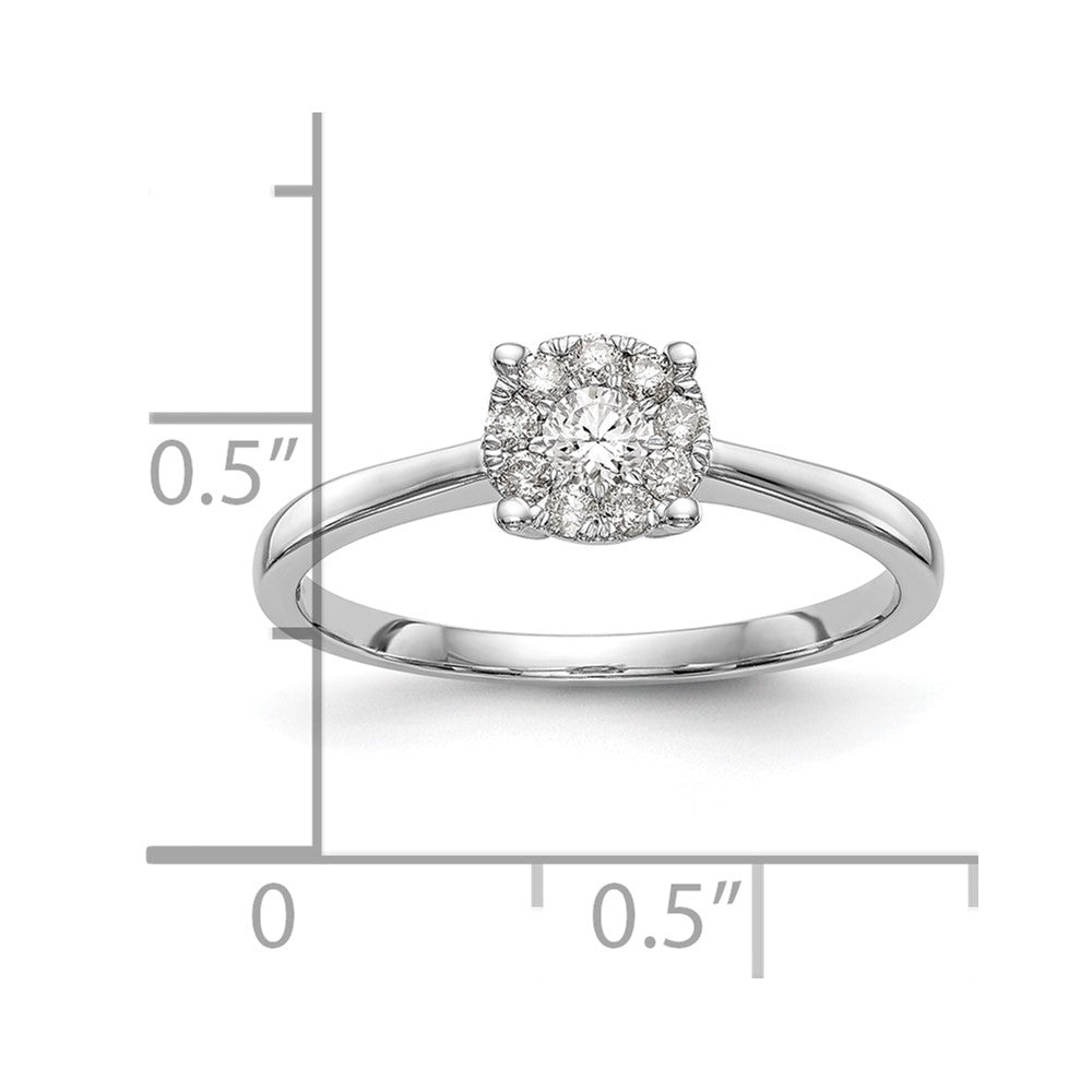 14K Weißgold Heiligenschein Cluster 1/4 Karat Diamant Komplett Verlobungsring