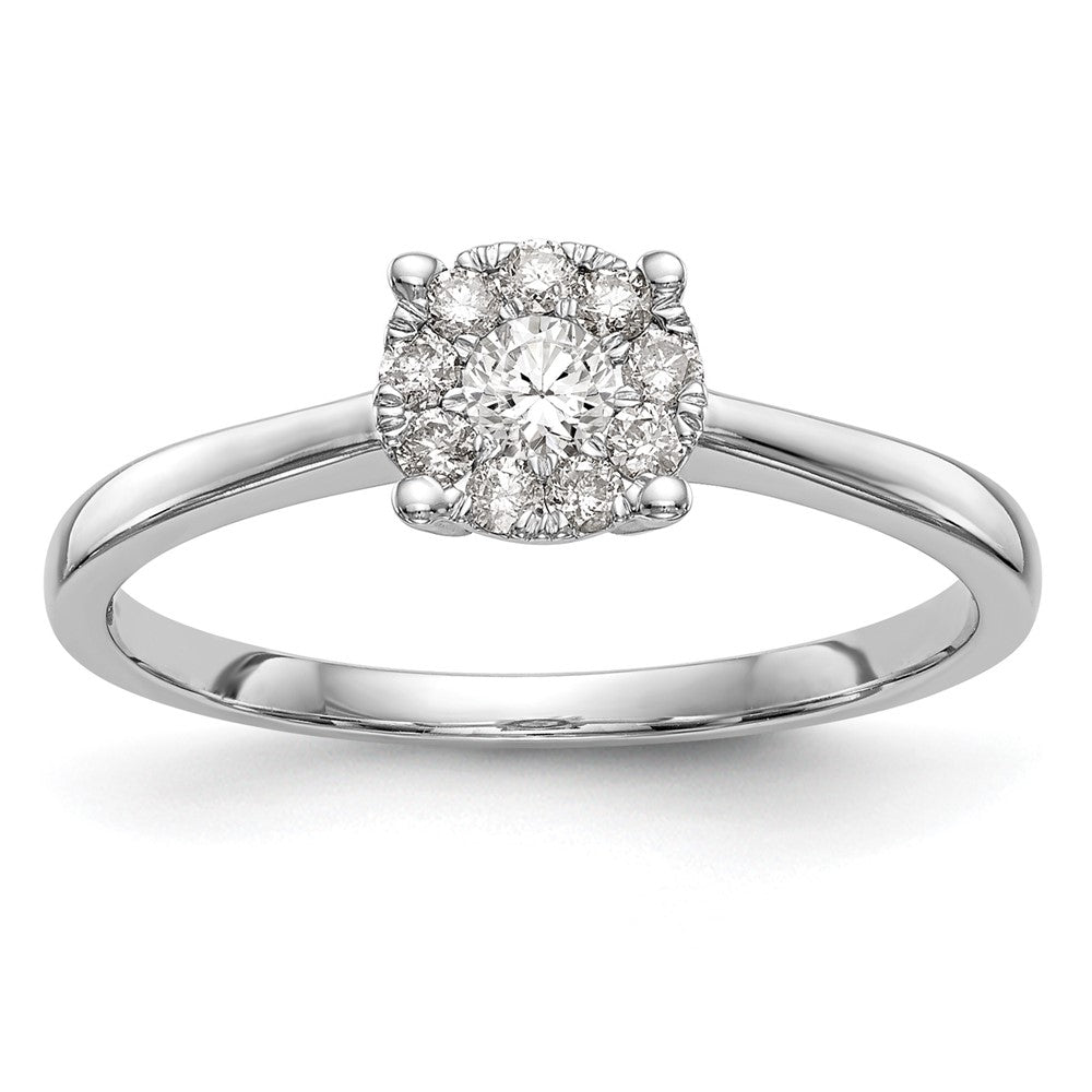 14K Weißgold Heiligenschein Cluster 1/4 Karat Diamant Komplett Verlobungsring
