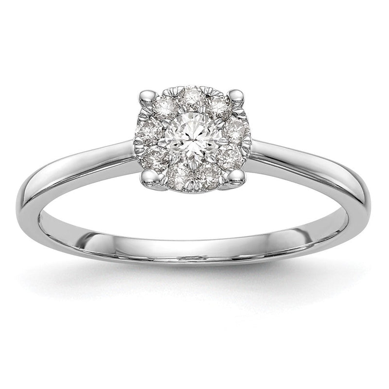 14K Weißgold Heiligenschein Cluster 1/4 Karat Diamant Komplett Verlobungsring