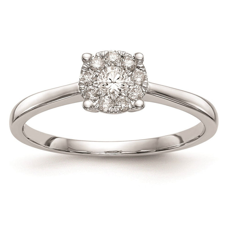 14K Weißgold Verlobungsring mit natürlichem Diamant-Cluster
