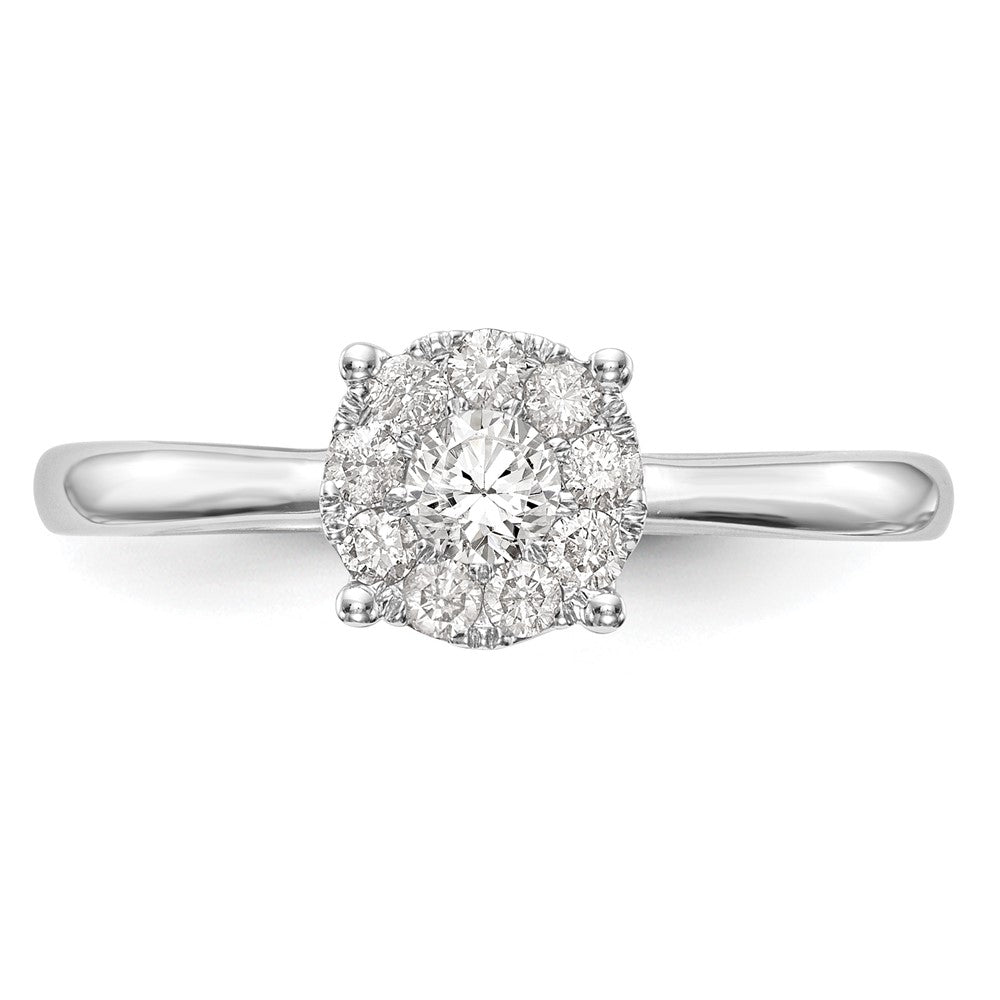 14K Weißgold Heiligenschein Cluster 1/3 Karat Diamant Komplett Verlobungsring