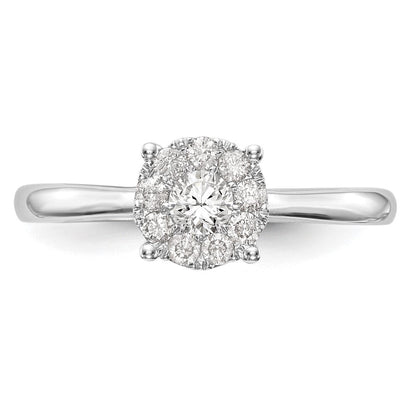 14K Weißgold Heiligenschein Cluster 1/3 Karat Diamant Komplett Verlobungsring