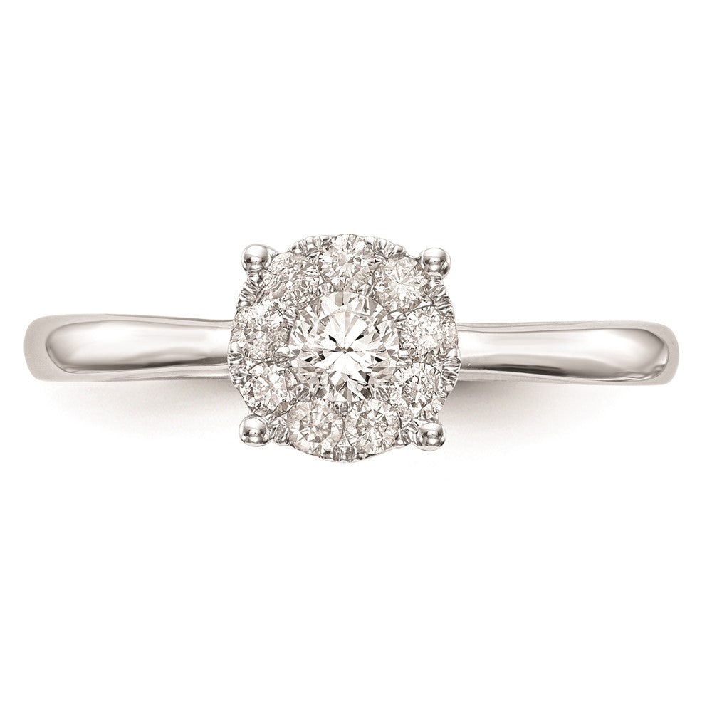 14K Weißgold Diamant-Cluster-Verlobungsring, echte Diamanten, komplett besetzt