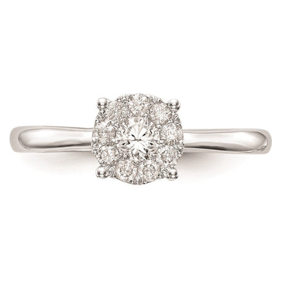 14K Weißgold Diamant-Cluster-Verlobungsring, echte Diamanten, komplett besetzt