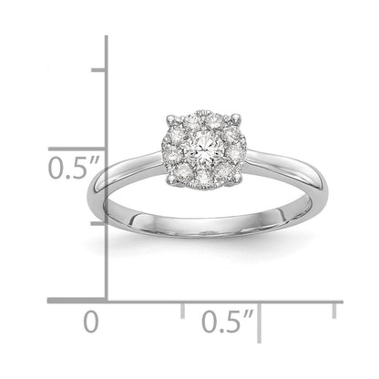 14K Weißgold Diamant-Cluster-Verlobungsring, echte Diamanten, komplett besetzt