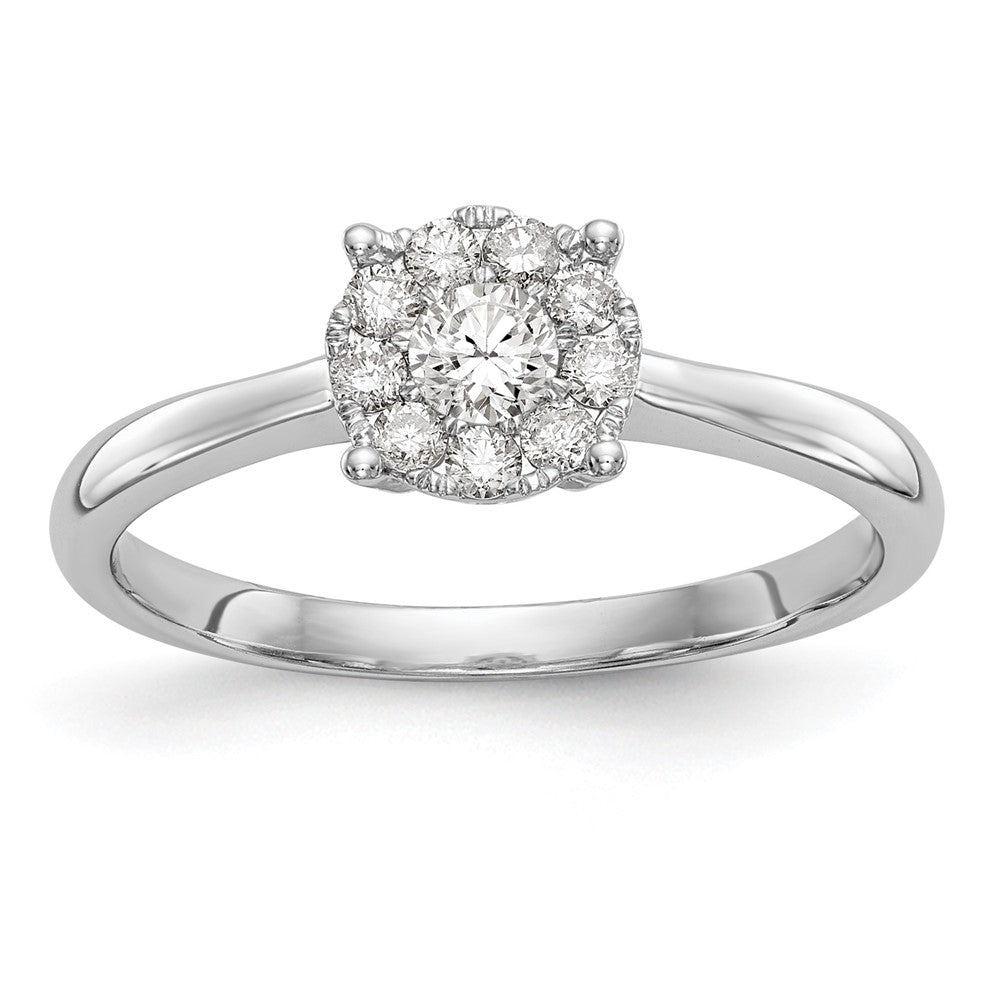 14K Weißgold Heiligenschein Cluster 1/3 Karat Diamant Komplett Verlobungsring