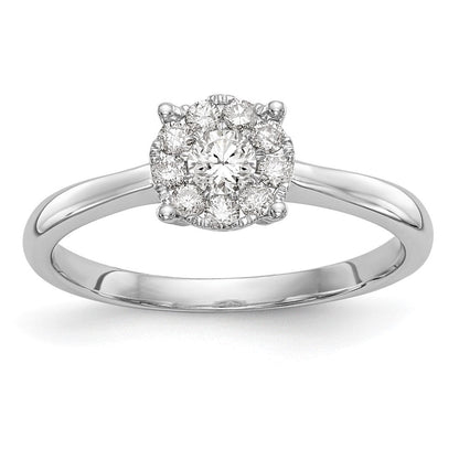 14K Weißgold Heiligenschein Cluster 1/3 Karat Diamant Komplett Verlobungsring