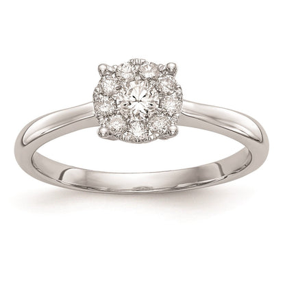 14K Weißgold Diamant-Cluster-Verlobungsring, echte Diamanten, komplett besetzt