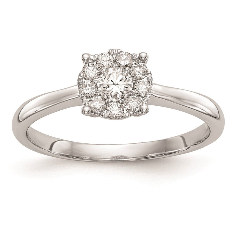 14K Weißgold Diamant-Cluster-Verlobungsring, echte Diamanten, komplett besetzt