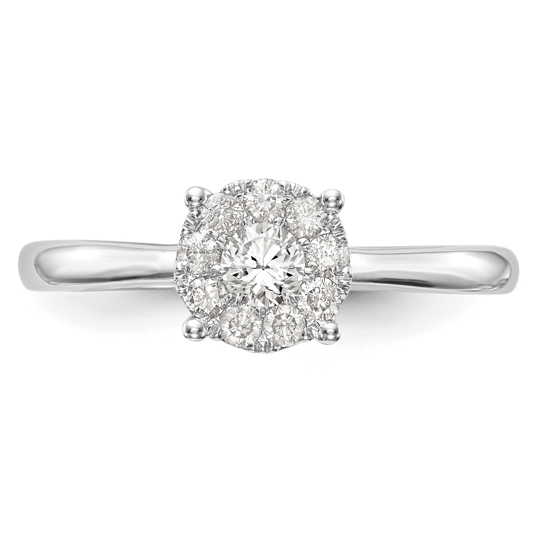 14K Weißgold Verlobungsring mit Diamant-Cluster aus laborgezüchteten Diamanten VS/SI+ G+