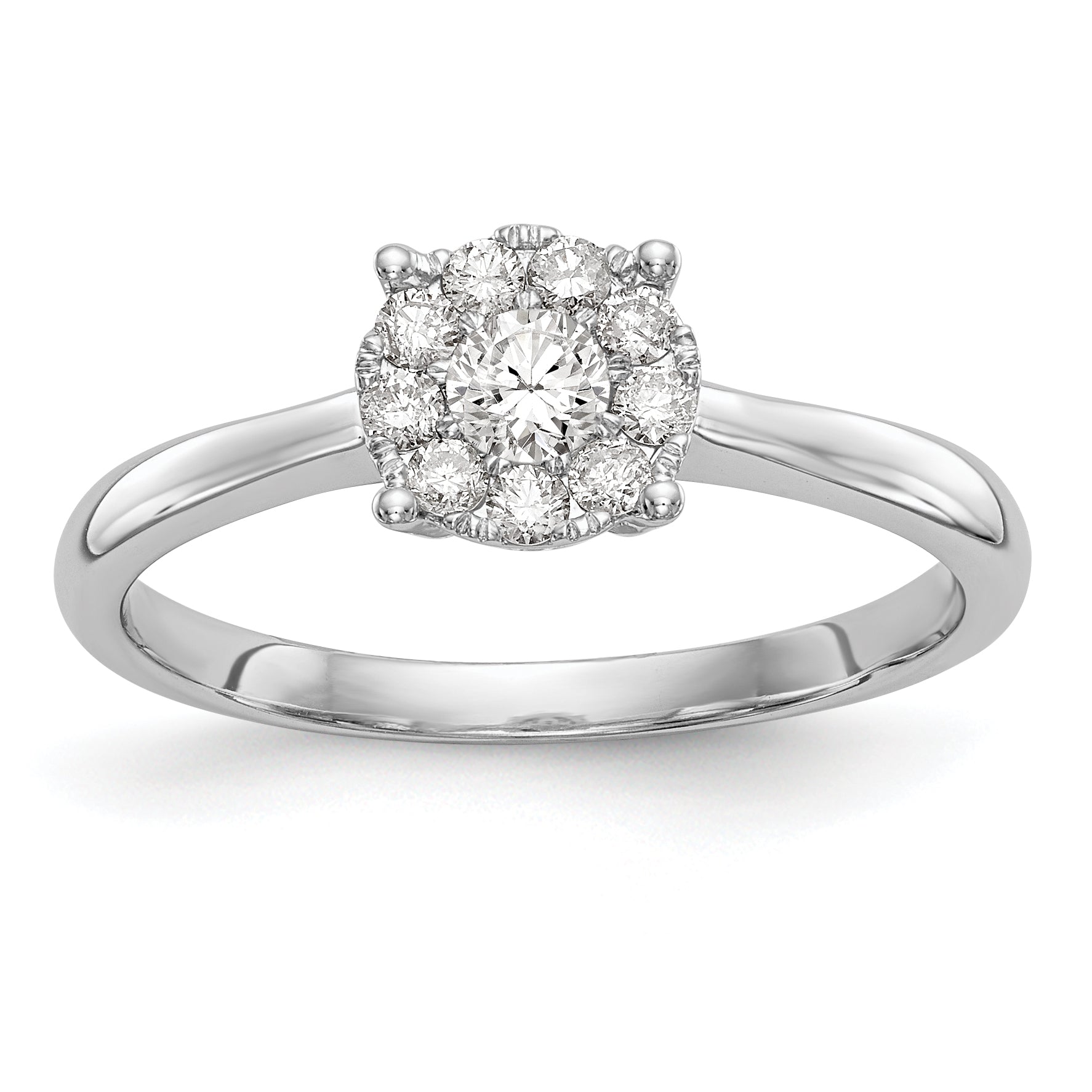 14K Weißgold Verlobungsring mit Diamant-Cluster aus laborgezüchteten Diamanten VS/SI+ G+