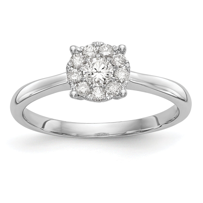 14K Weißgold Verlobungsring mit Diamant-Cluster aus laborgezüchteten Diamanten VS/SI+ G+
