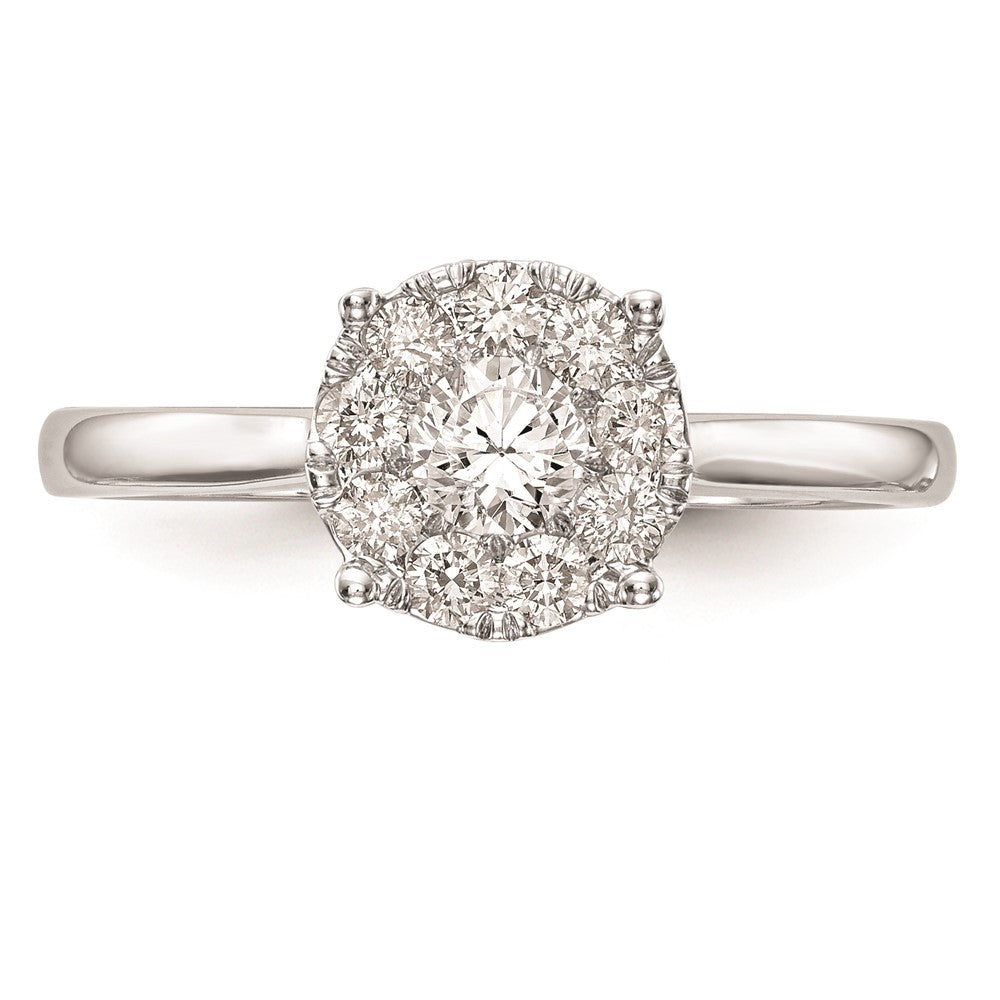 Verlobungsring aus 14K Weißgold mit natürlichen Diamanten im Cluster-Design, vollständig besetzt