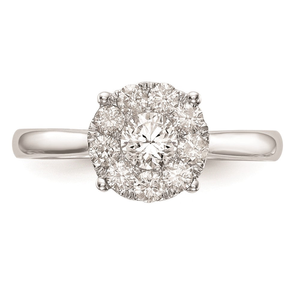 14K Weißgold Verlobungsring mit natürlichen Diamanten im Cluster-Design, komplett besetzt