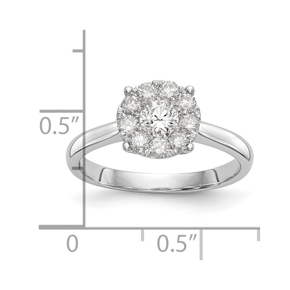 14K Weißgold Verlobungsring mit natürlichen Diamanten im Cluster-Design, komplett besetzt