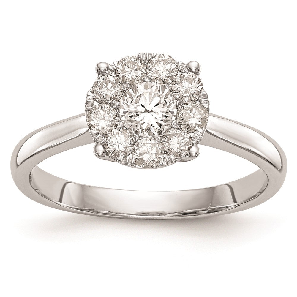 14K Weißgold Verlobungsring mit natürlichen Diamanten im Cluster-Design, komplett besetzt