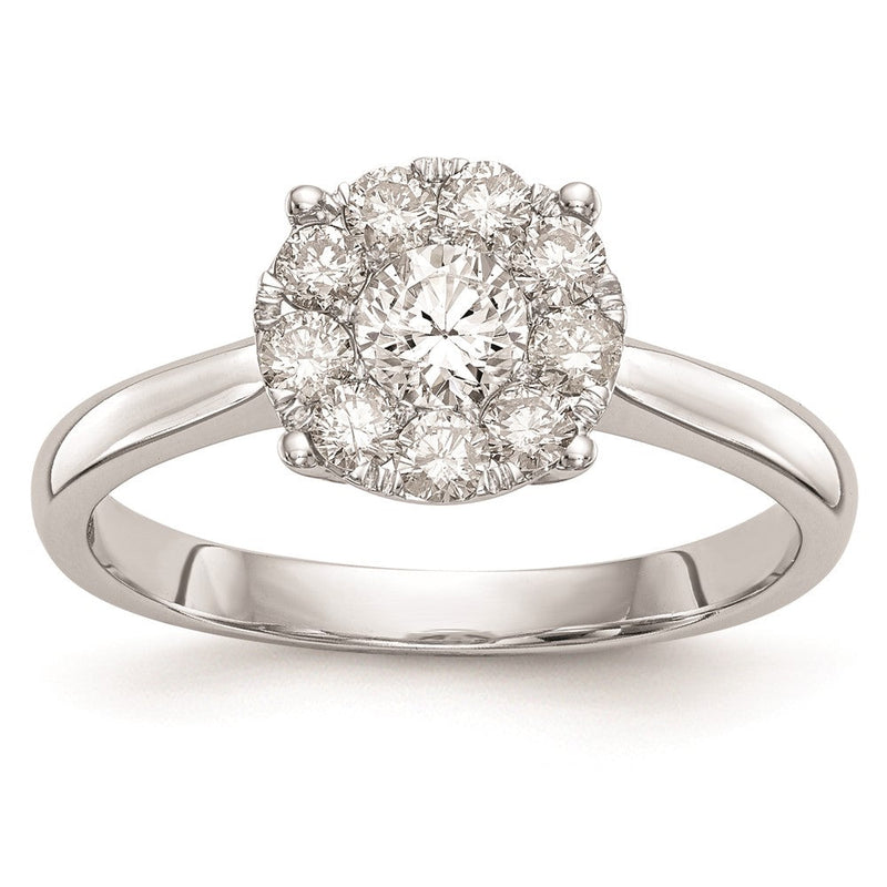 14K Weißgold Verlobungsring mit natürlichen Diamanten im Cluster-Design, komplett besetzt