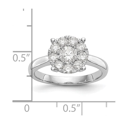 14K Weißgold Verlobungsring mit natürlichen Diamanten im Cluster-Design, vollständig besetzt