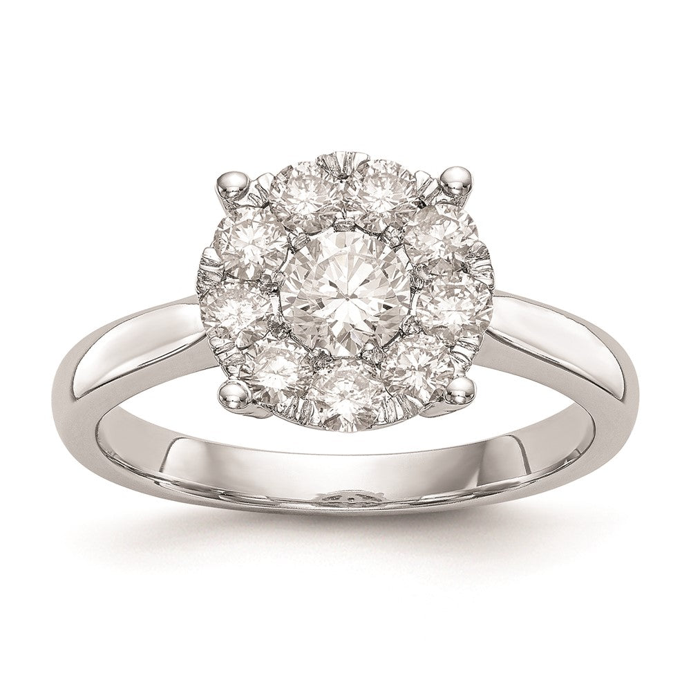 14K Weißgold Verlobungsring mit natürlichen Diamanten im Cluster-Design, vollständig besetzt