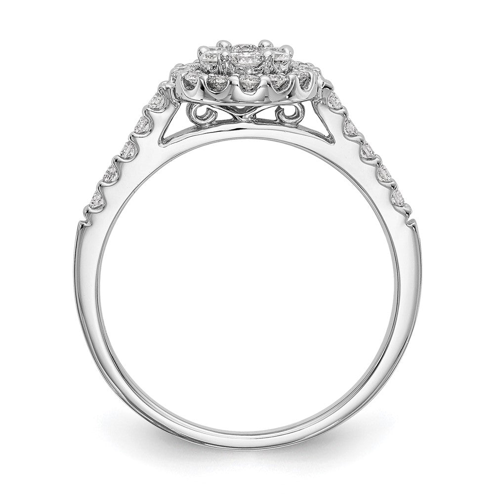 14K Weißgold Komplett Diamant Cluster Verlobungsring