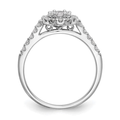 14K Weißgold Komplett Diamant Cluster Verlobungsring