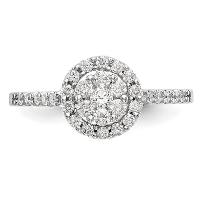 14K Weißgold Komplett Diamant Cluster Verlobungsring