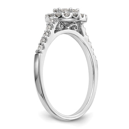 14K Weißgold Komplett Diamant Cluster Verlobungsring
