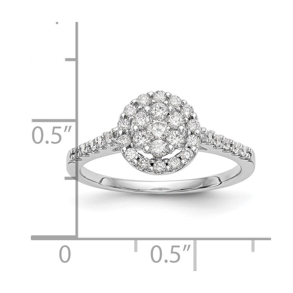 14K Weißgold Komplett Diamant Cluster Verlobungsring
